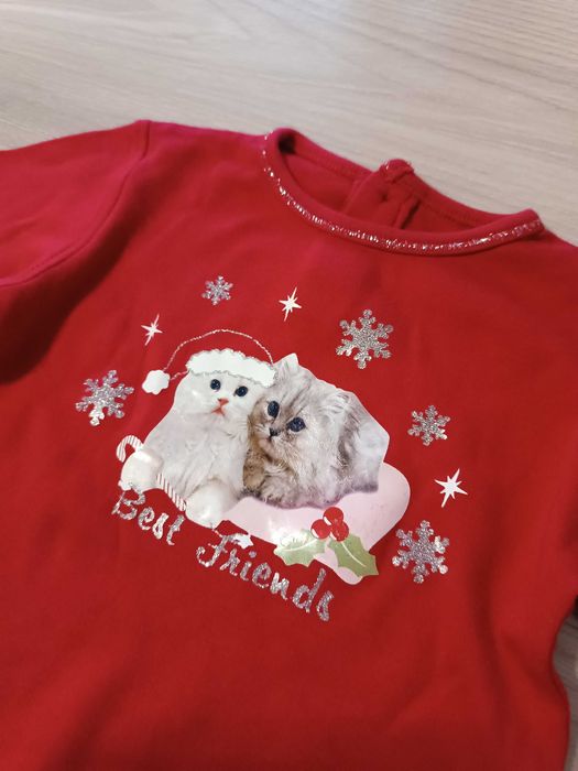 Bluzka dla dziewczynki świąteczna używana, rozmiar 68/74