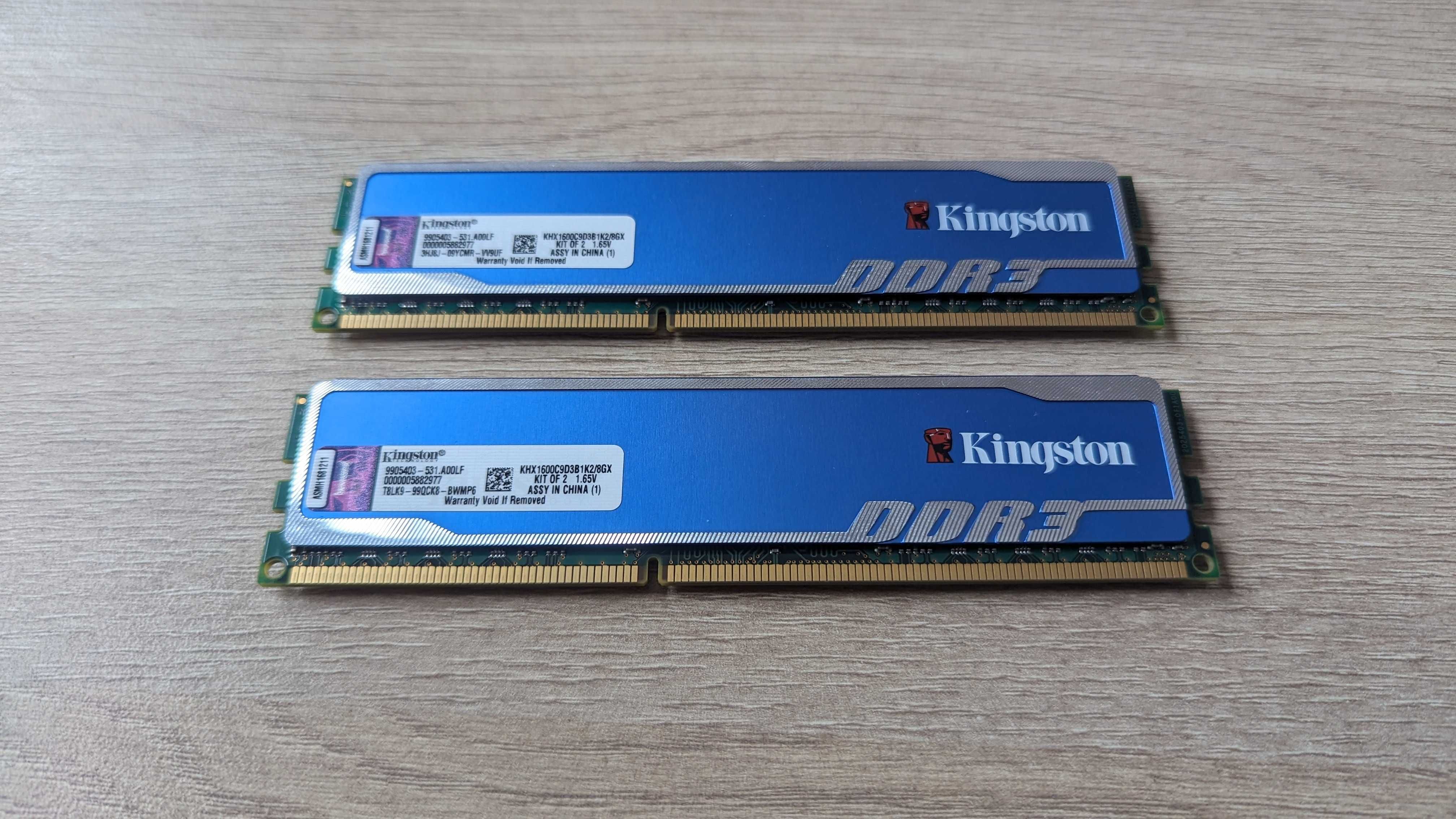 Оперативна пам'ять Kingston DDR3 8GB (2X4GB) 1600 MHZ PC3-12800