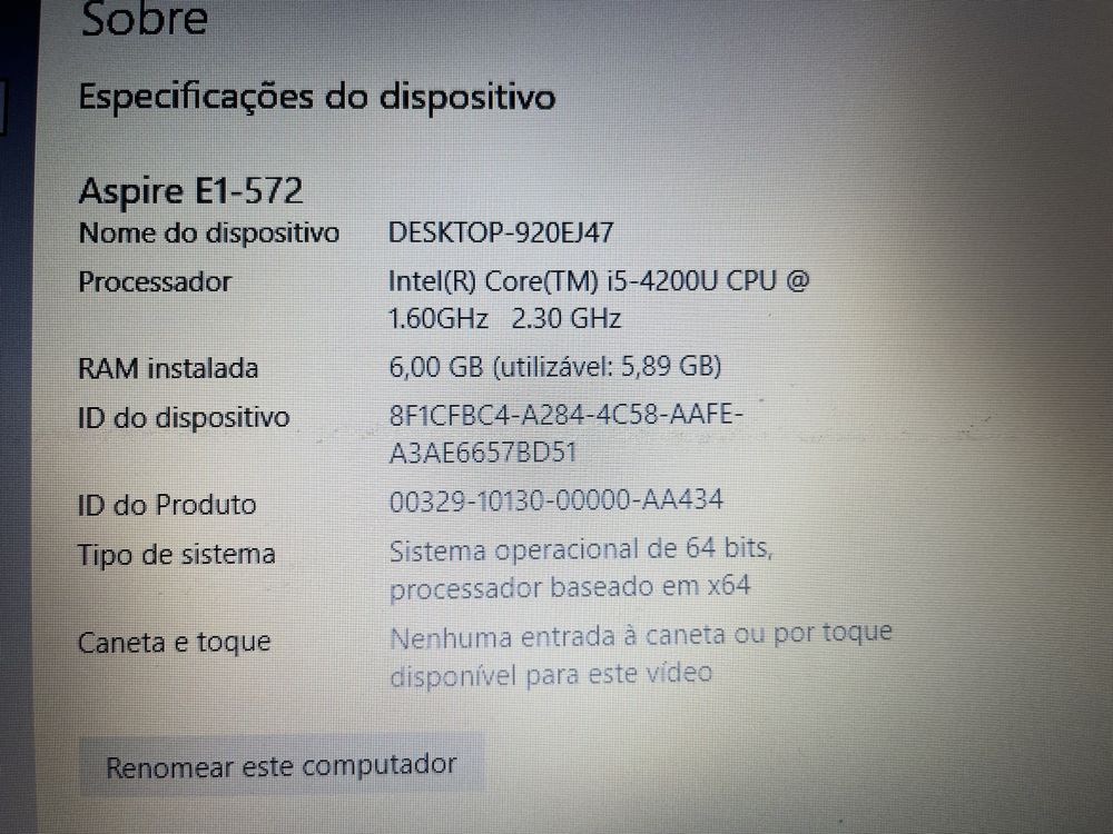 Portatil Acer intel I5