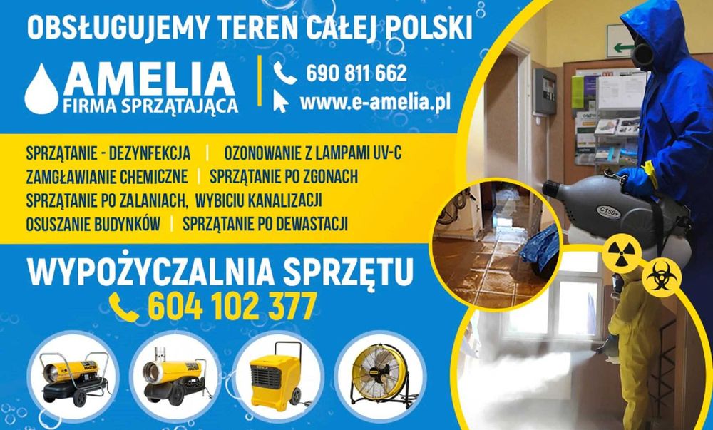 DEZYNFEKCJA zamgławianie chemiczne fumigacja ozonowanie z lampami UV-c