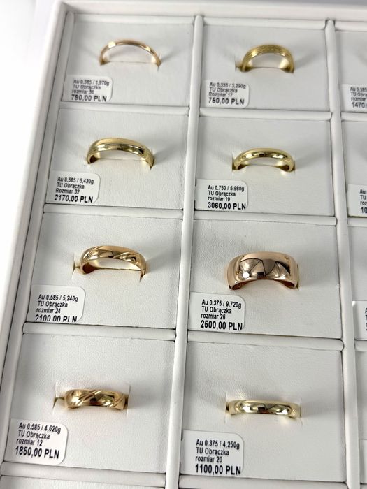 Złota obrączka rozmiar 26