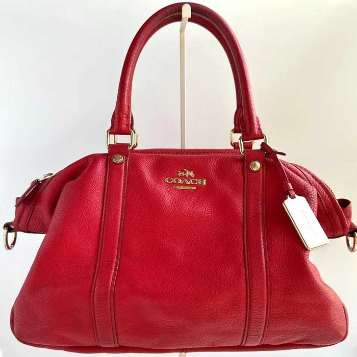Coach Central Satchel у шкірі Red Pebble