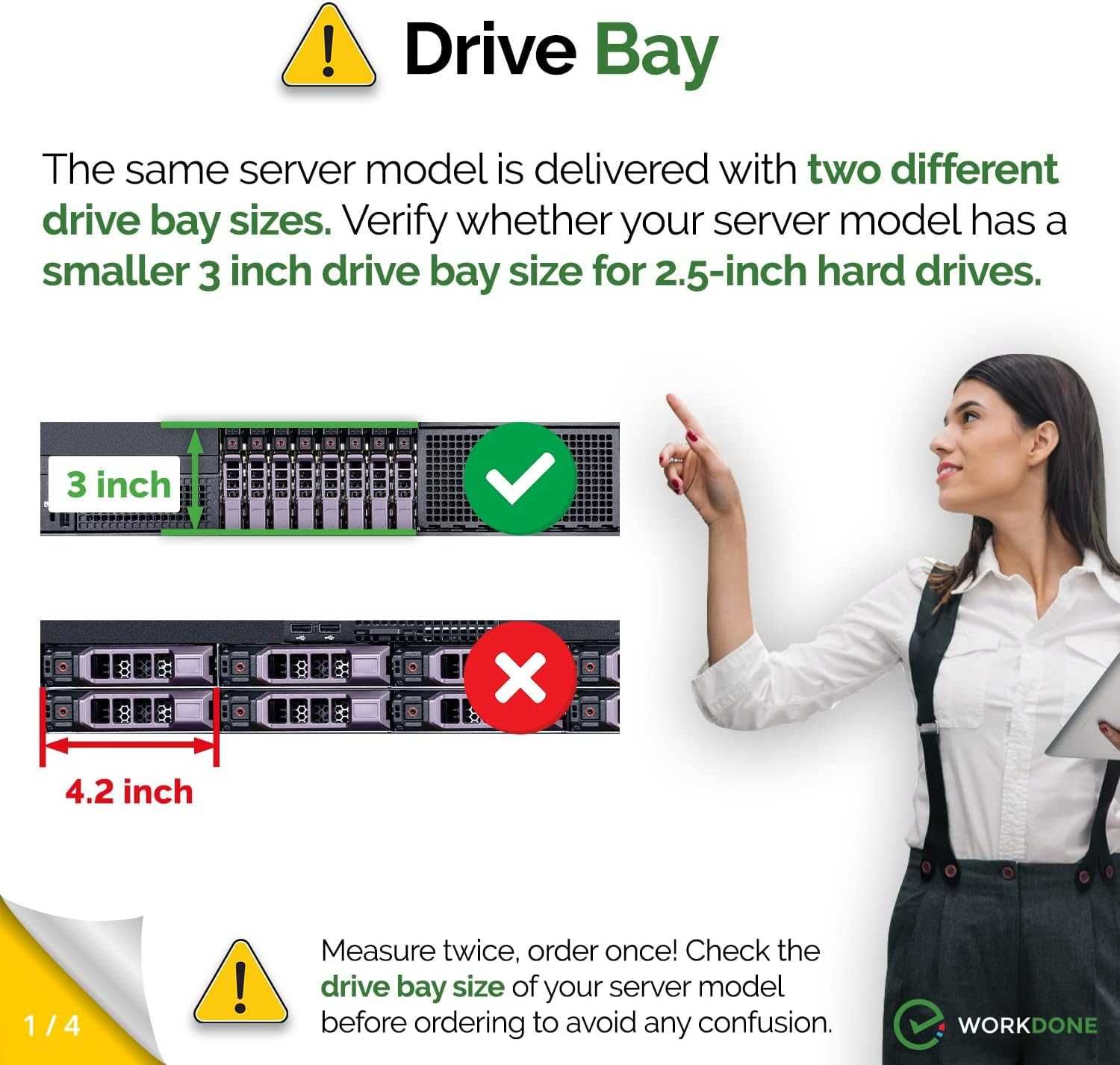 WorkDone 4-Pack - 2,5"kieszeń na dysk twardy do serwera Dell PowerEdge
