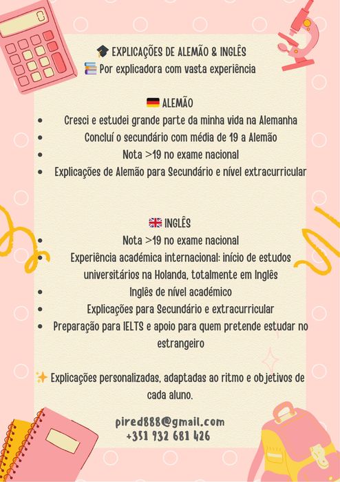 Explicações de Inglês e Alemão