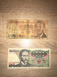 Banknoty Kolekcjonerskie 10000 zł 1988 seria CP 100 zł 1988 seria RP