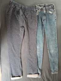 Spodnie jeans, srebra nitka 2 sztuki dziewczynka 146 152