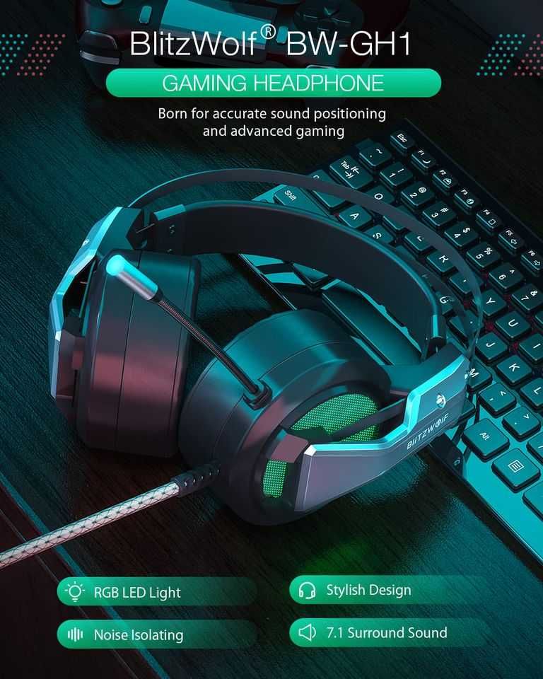 Gaming Headphone 7.1 Surround Sound Bass RGB Game Headset
