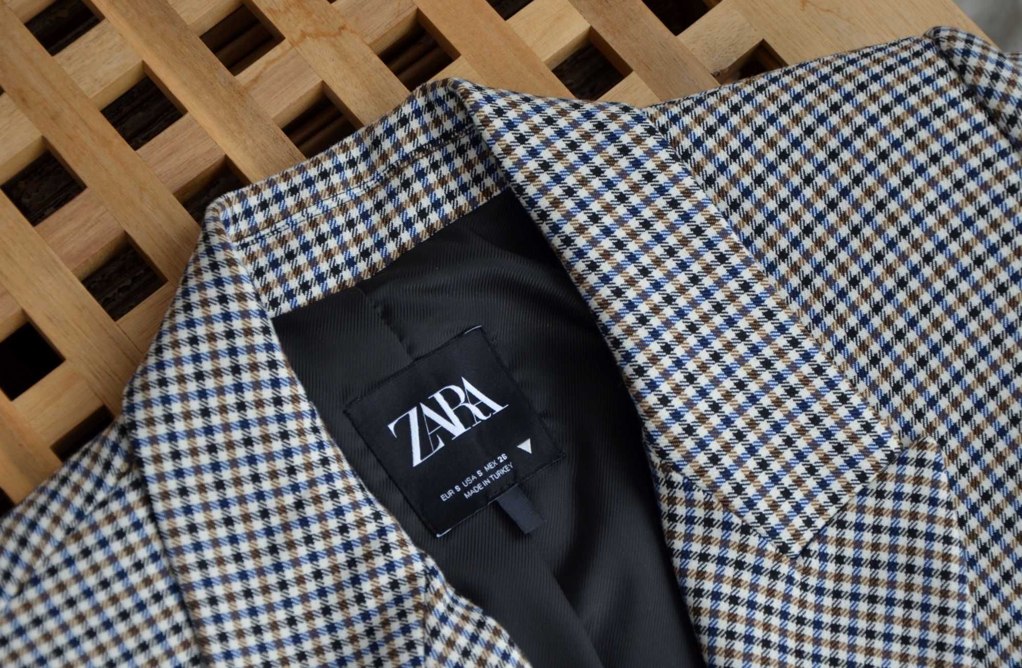 Zara marynarka w kratkę kratka pepitka blezer old money 36 S