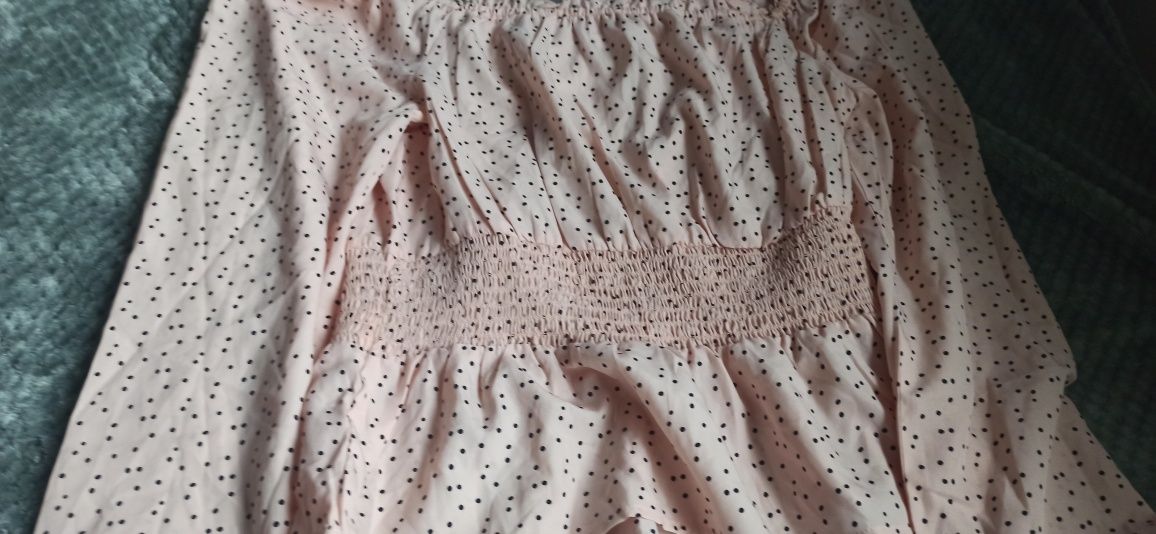 Różowa bluzka  w kropki typu crop top rozmiar L