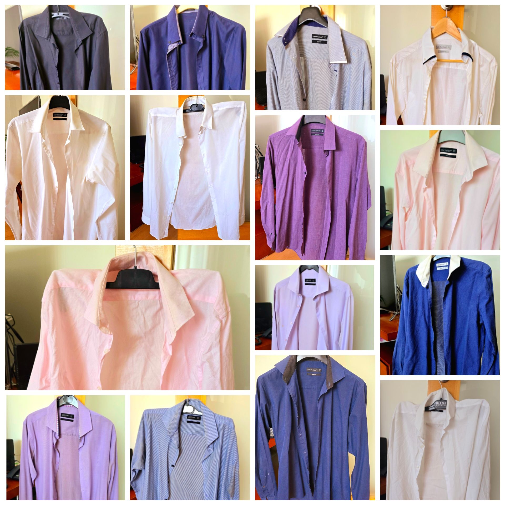 16 Camisas Slim Fit várias cores, c/ pouco uso. Preço especial pack