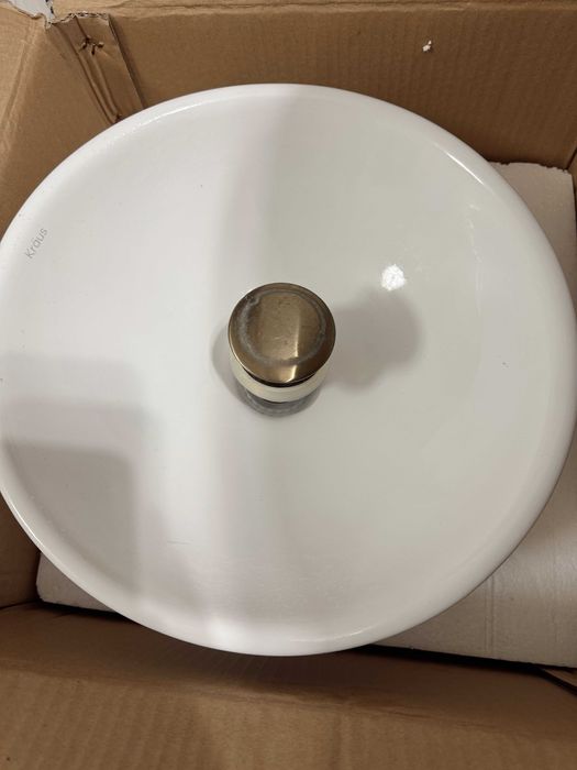 Умивальник накладний білий круглий Kraus KCV-341