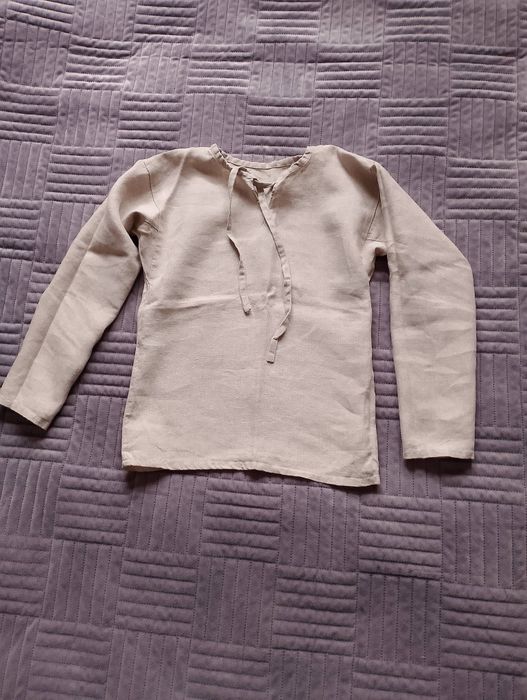 Koszula lniana przebranie dziecięce r.M 122/128