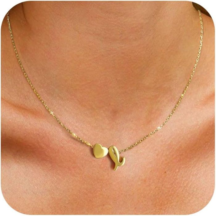 Celebrytka LITERA L naszyjnik serce pozłacany 18k +pudełko na prezent