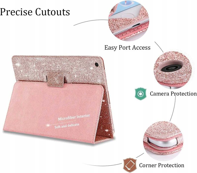 iPad 2 3 4 brokatowe etui, FANSONG Sparkle Bling skóra PU Smart Cover
