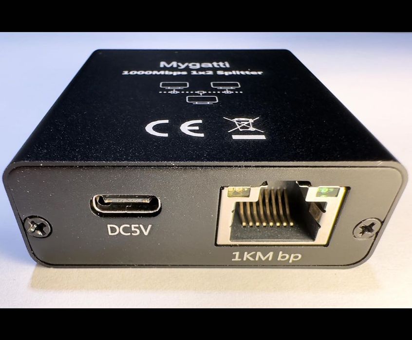 Adapter rozdzielacz mini Switch splitter LAN Ethernet RJ45 2xUSB-C 1Gb