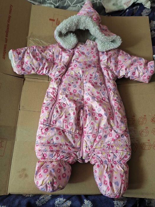 Комбинезон трансформер зимний на девочку 0-8 месяцев