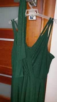 Krótka sukienka zielona brokatowa 36