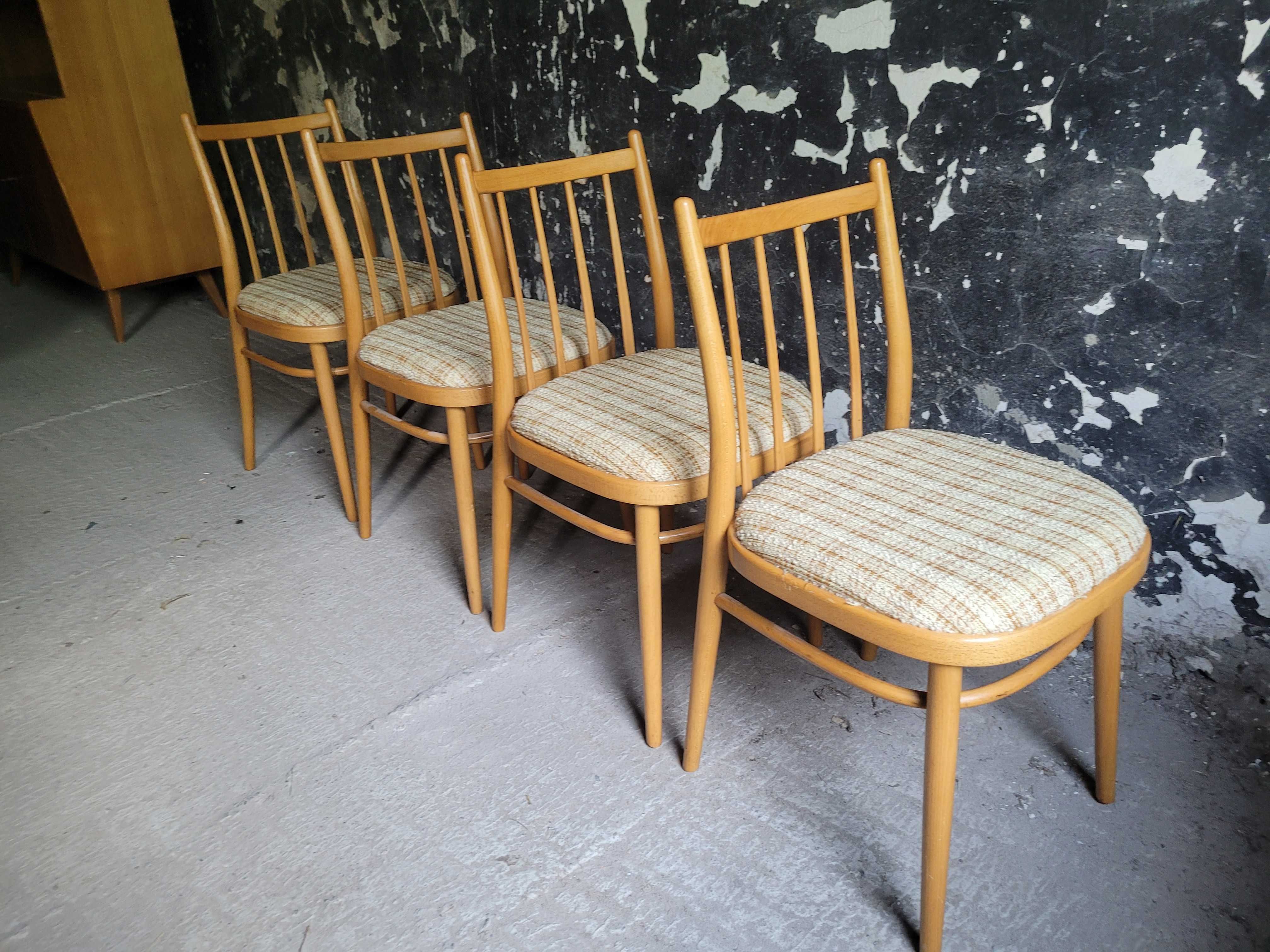 Stół i krzesła zestaw vintage Ton Czechosłowacja lata 70 prl