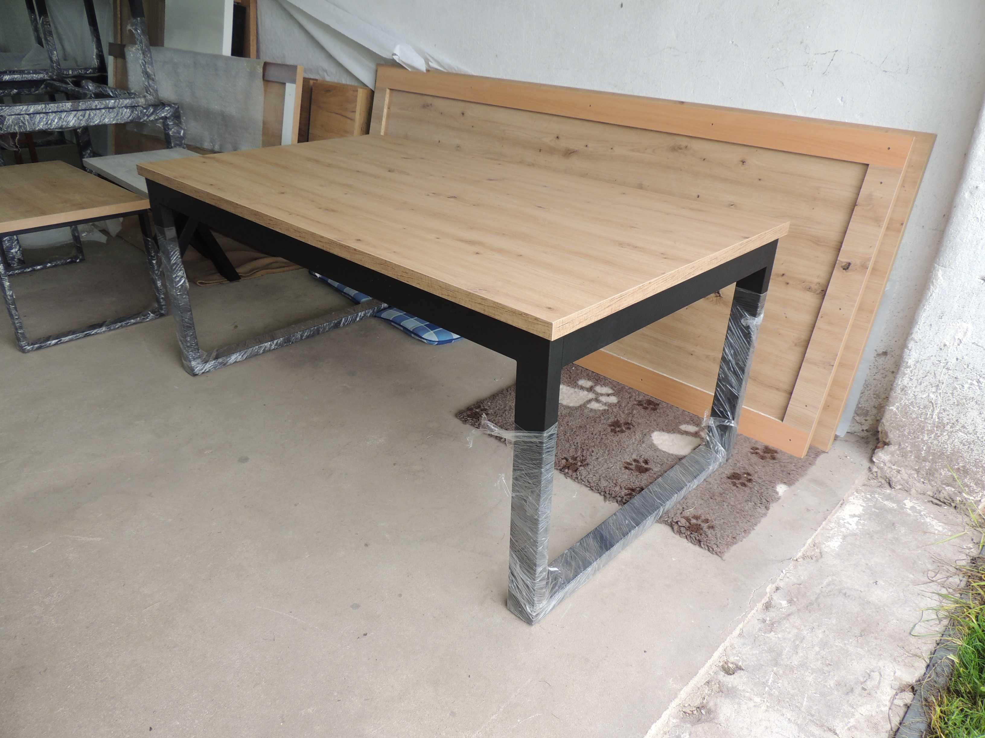 Stół LOFT industrialny 180x100+2x45 Dostawki EGGER Solidna Rama