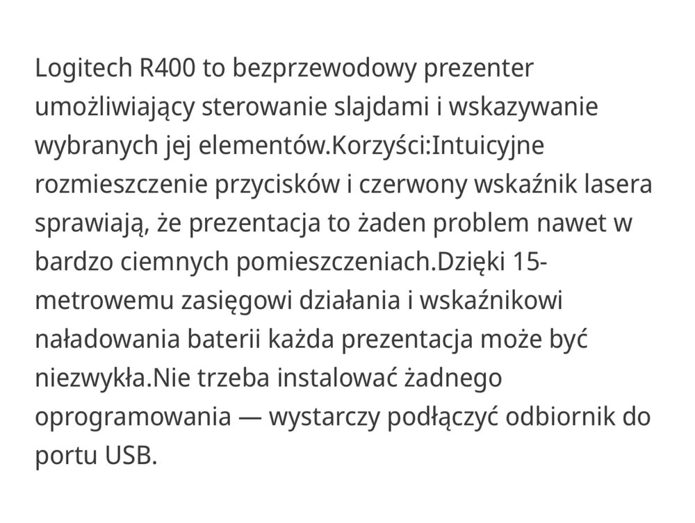 Logitech R400 bezprzewodowy prezenter wskaźnik laserowy