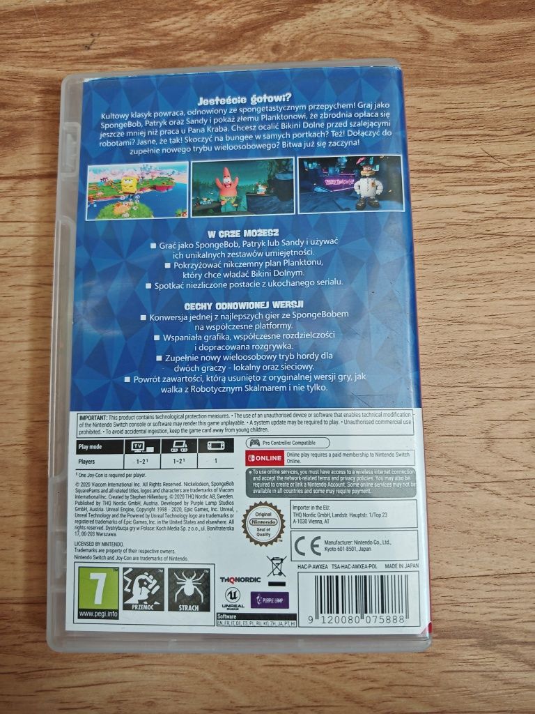 Spongebob battle fot bikini buttom rehydrated switch Nintendo