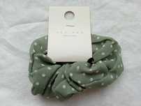 Nowa Gumka do włosów frotka Scrunchie zielona w kropki Nyu Nuy