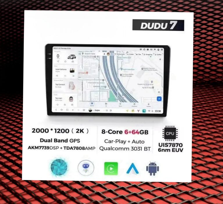 Універсальна Штатна магнітола DUDU 7 2K 9,5" 6/64 Гб, 2000x1200 QLED
