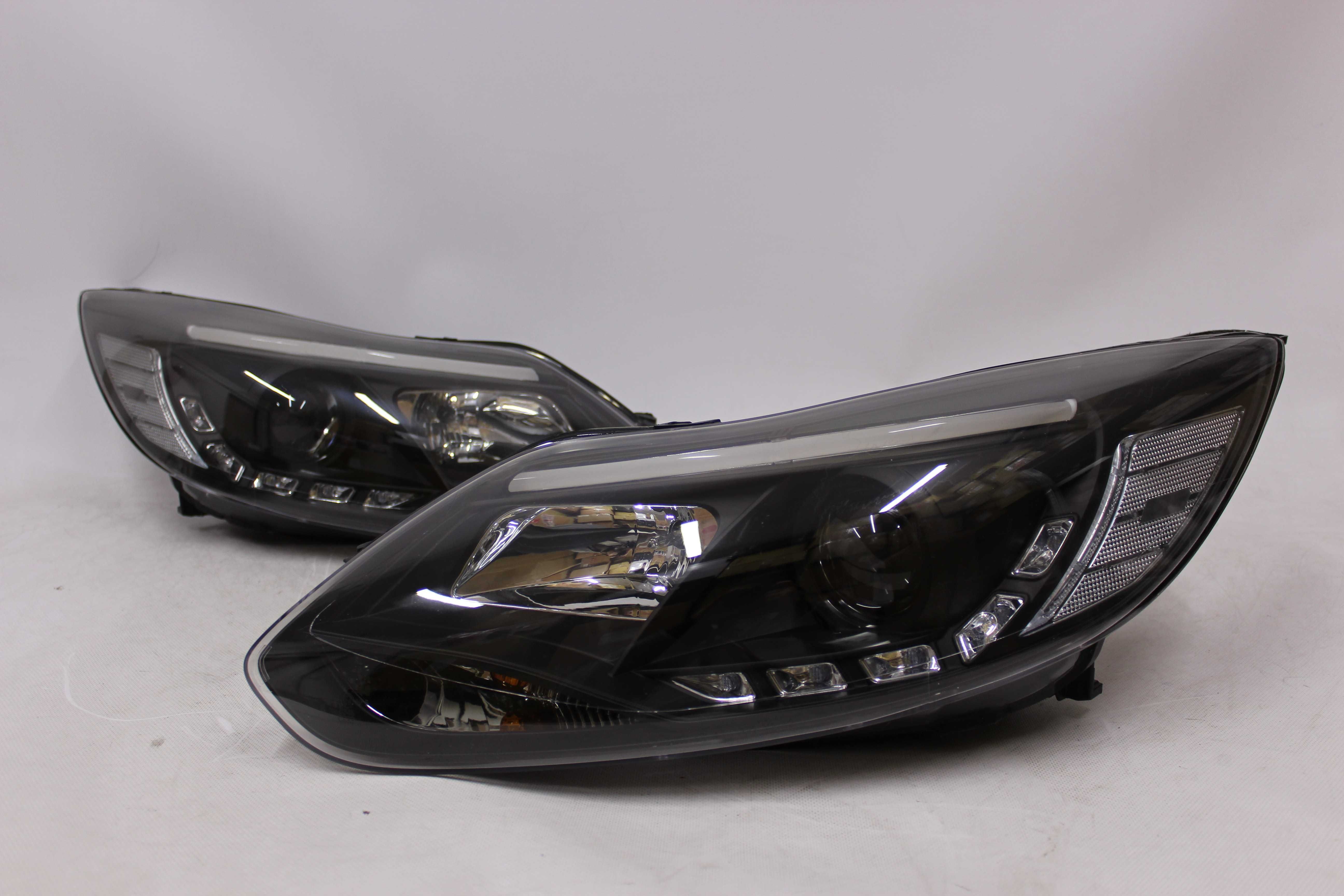Lampy przednie przód FORD FOCUS 3 mk3 10-15 LED BAR NEON BLACK SMOKE!