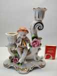 Stara niemiecka Dresden porcelana Świecznik Putto- stan idealny