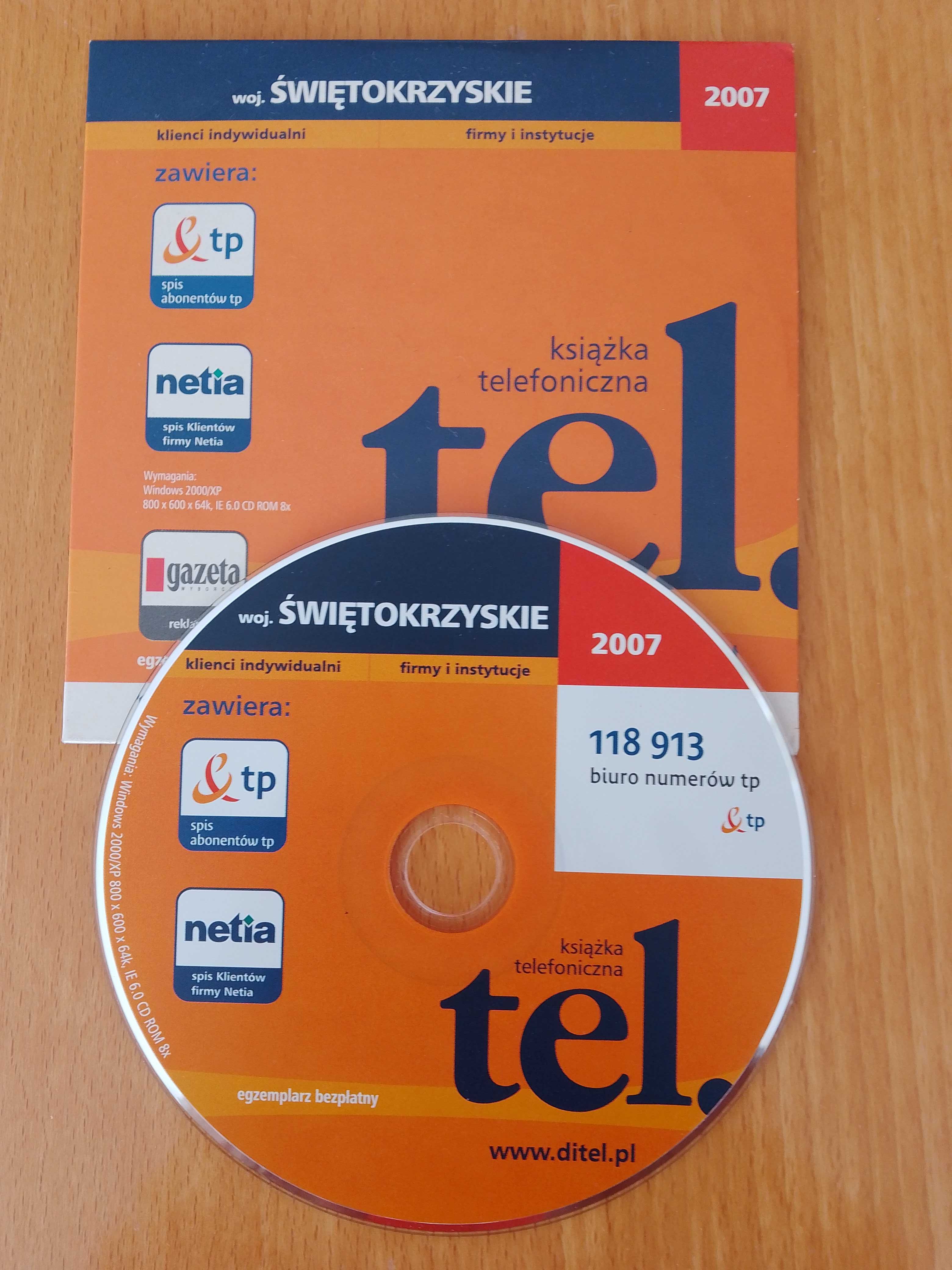 Książka telefoniczna woj. świętokrzyskie 2007 płyta CD