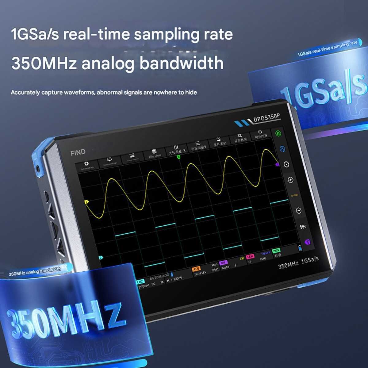 Osciloscópio Tablet 2CH + Gerador de Sinais 350MHz 1GSPS  Português