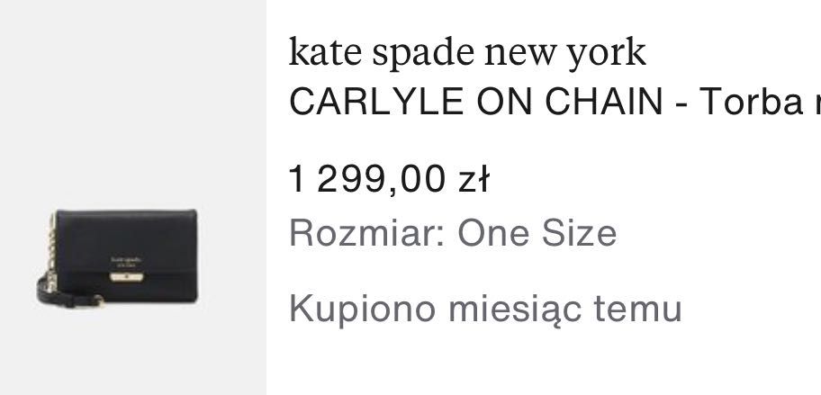 Torebka Kate Spade New York -50% kopertówka czarna skóra naturalna