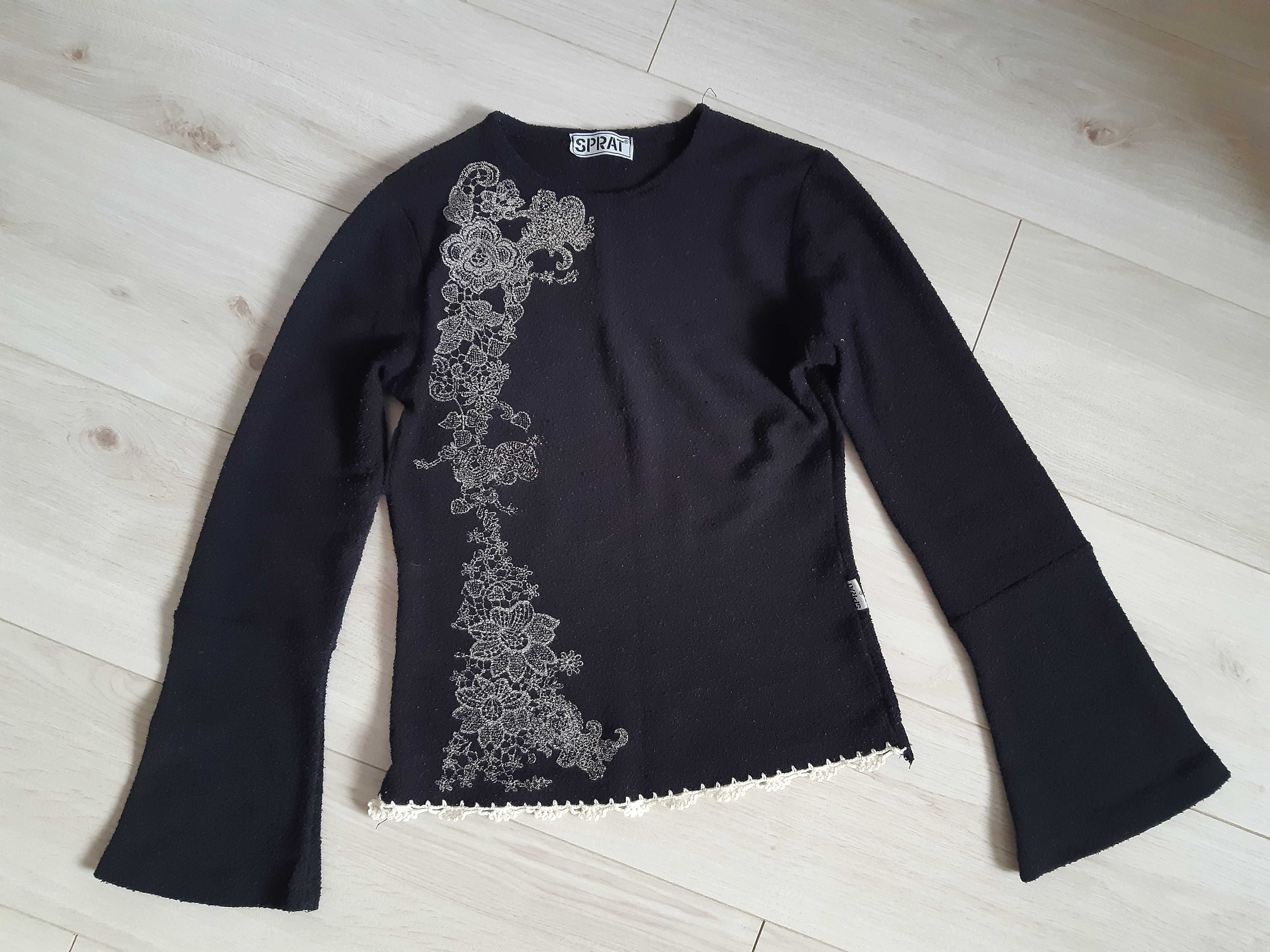 Sweter czarny z szerokimi rękawami boho S M