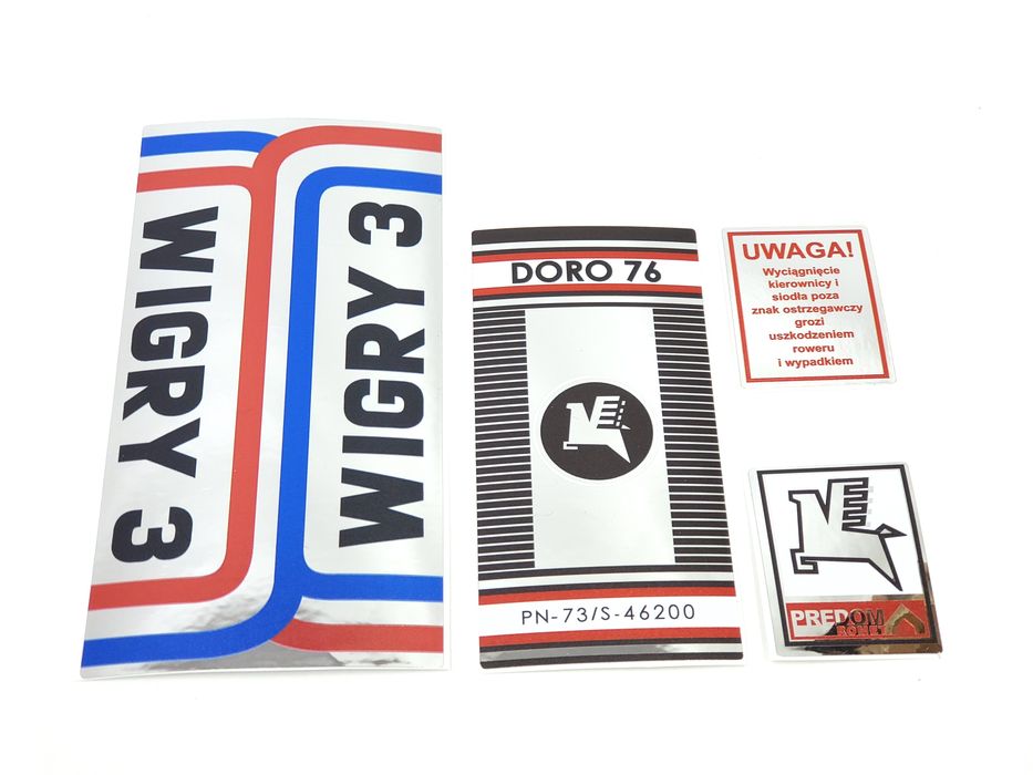 NOWE Naklejki Romet Wigry 3 Doro 76 emblematy loga komplet
