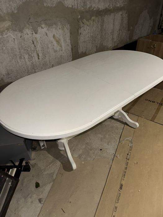 Стіл кухонний білий деревяний розкладний