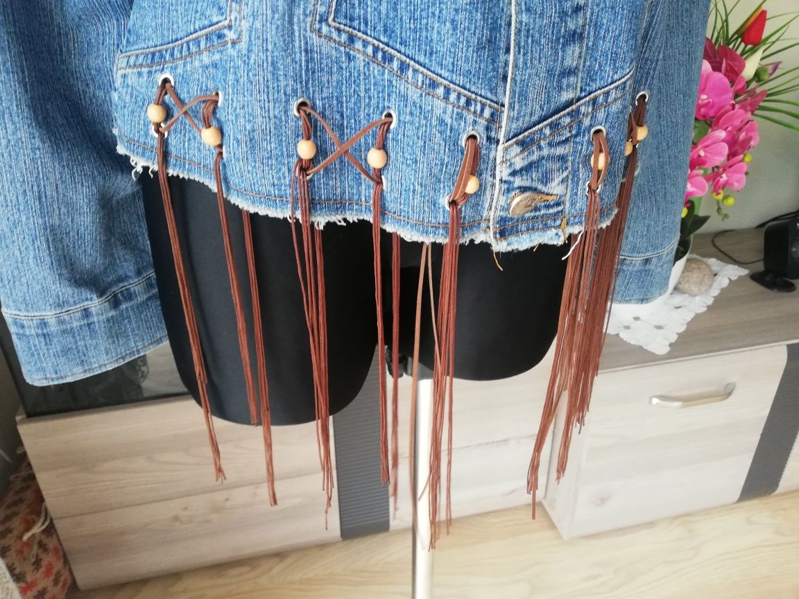 Modna katana / kurteczka jeansowa retro boho hippie Huilong Donnalo M