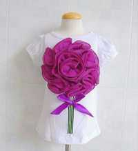Piękna bluzeczka bluzka kwiat róża 3d fiolet 3 4 lat 104cm