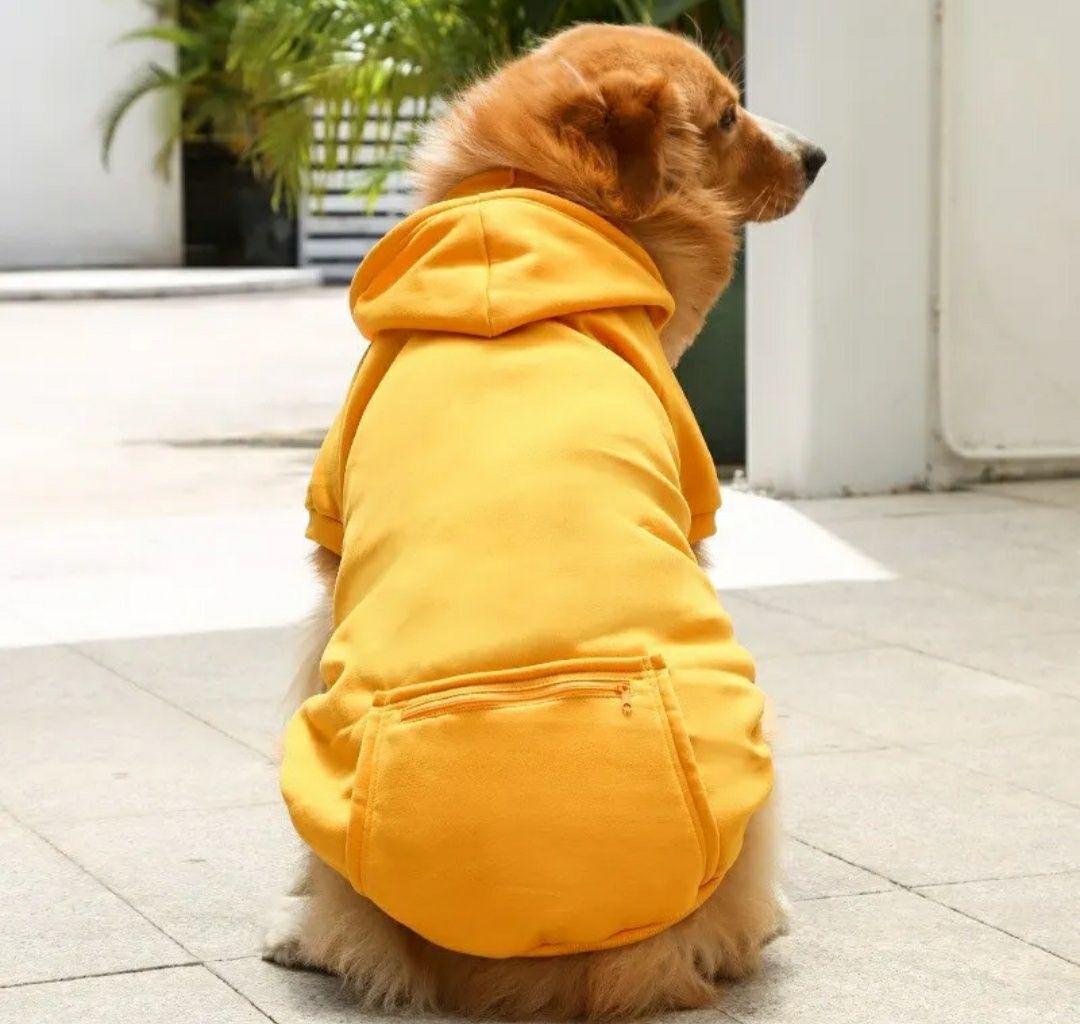 Bluza zimowa ubranko dla psa, rozm XL, nowy żółty z kapturem