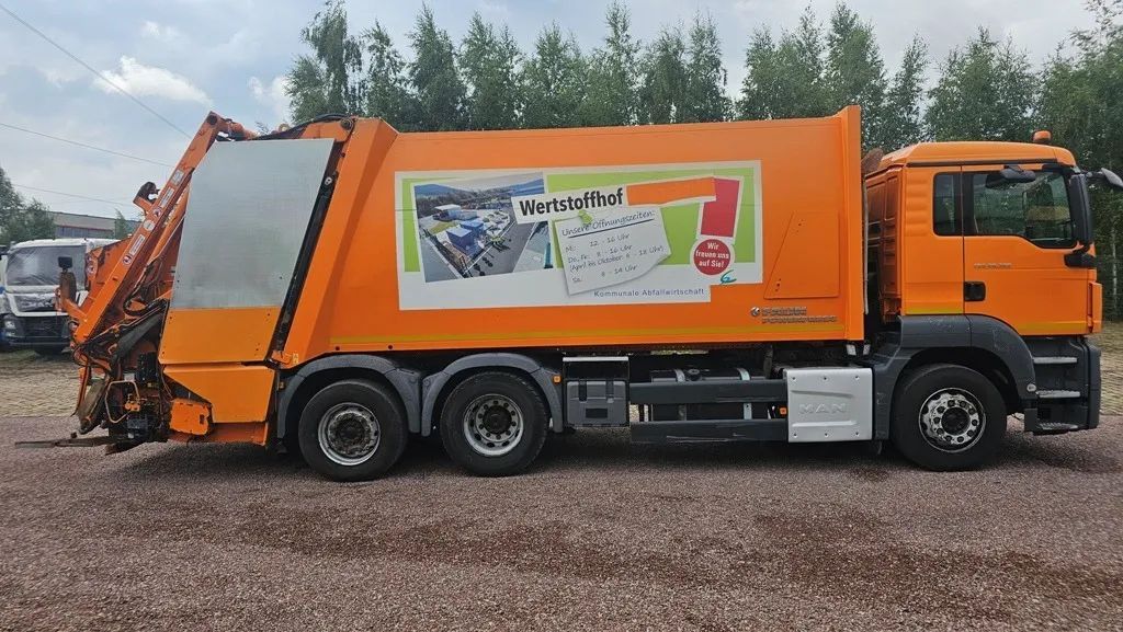 MAN TGS 26.320 EURO 6, FAUN 524 POWERPRESS II brama Kp 7 z DE  Śmieciarka używana do odbiorów odpadow przemysłowych, maly przebieg 26