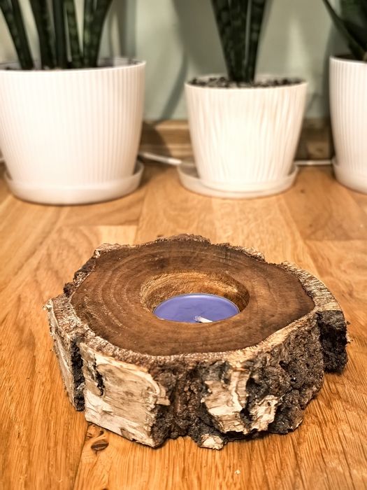 Drewniany świecznik handmade