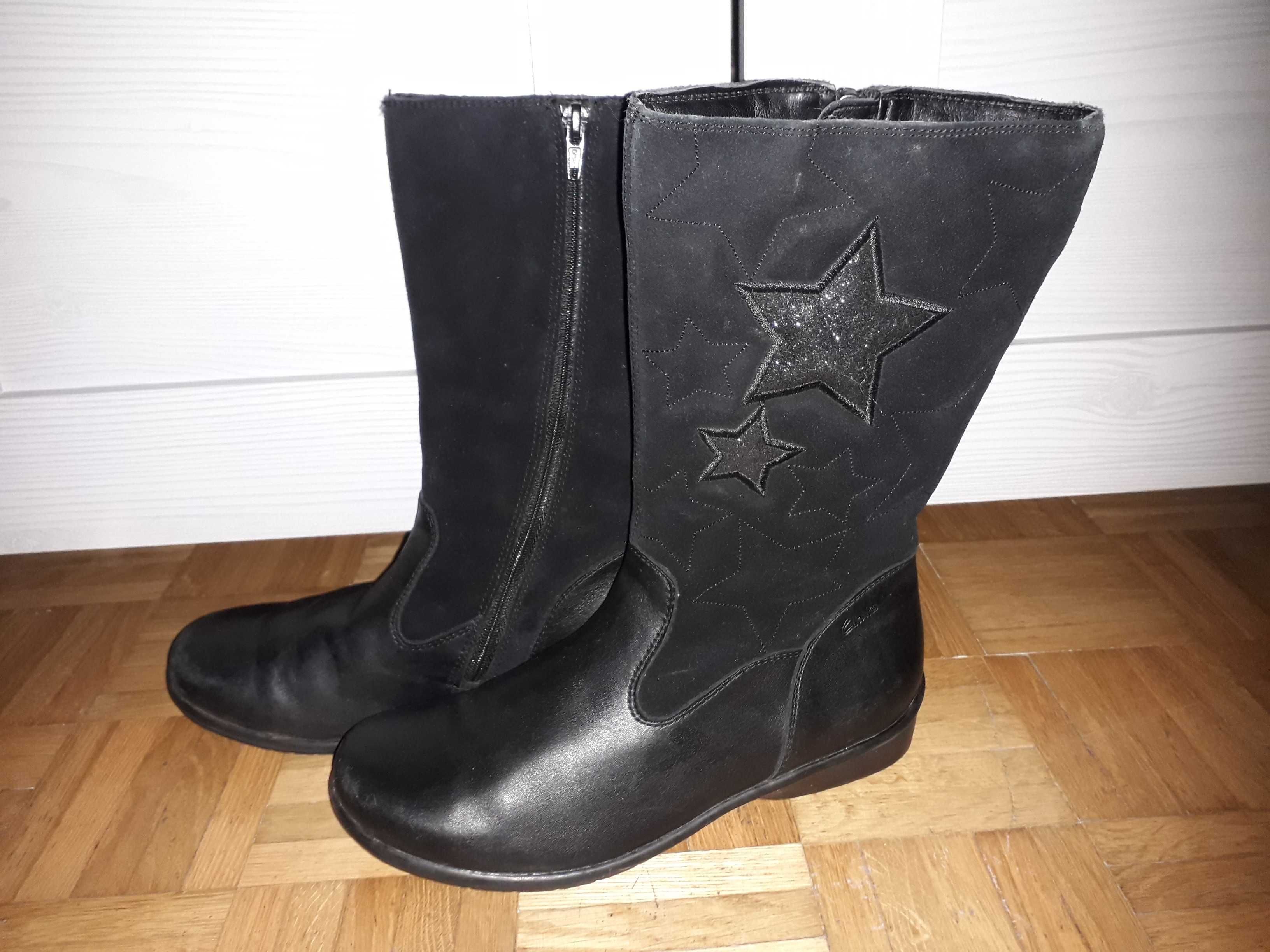 Kozaki dziewczęce CLARKS roz.36 (22cm) skóra