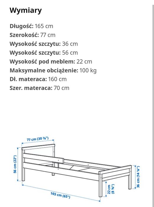 Łóżko dziecięce IKEA 70×160 z materacem