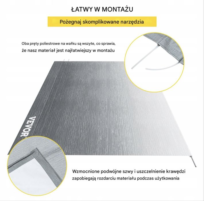 Zadaszenie do przyczepy kempingowej MATERIAŁ 4,33x2,4 m