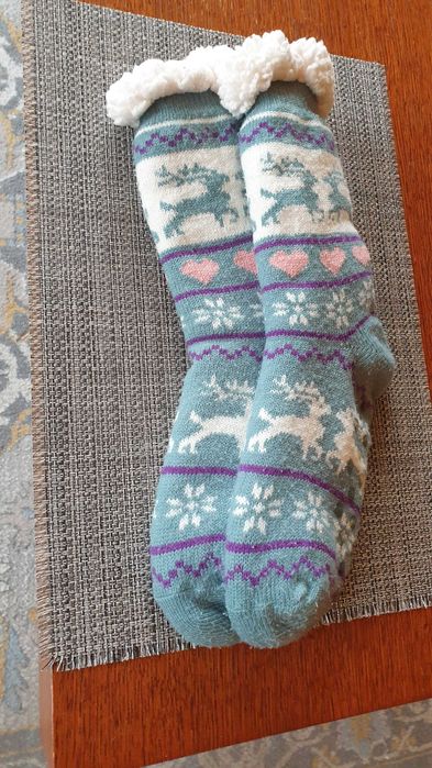 Grube ocieplane skarpety antypoślizgowe