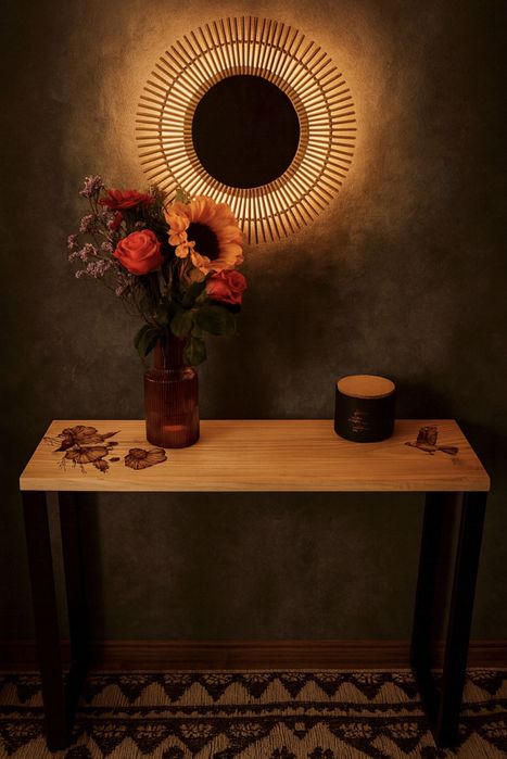 Konsola w stylu skandynawskim „Wschodni szelest” rękodzieło, unikat