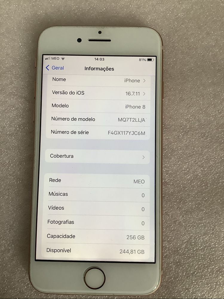 Iphone 8 256GB desbloqueado