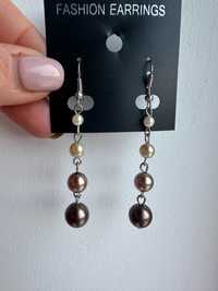 Kolczyki perełki sztuczne Nowe z metką wiszące 4 perły Fashion Earring