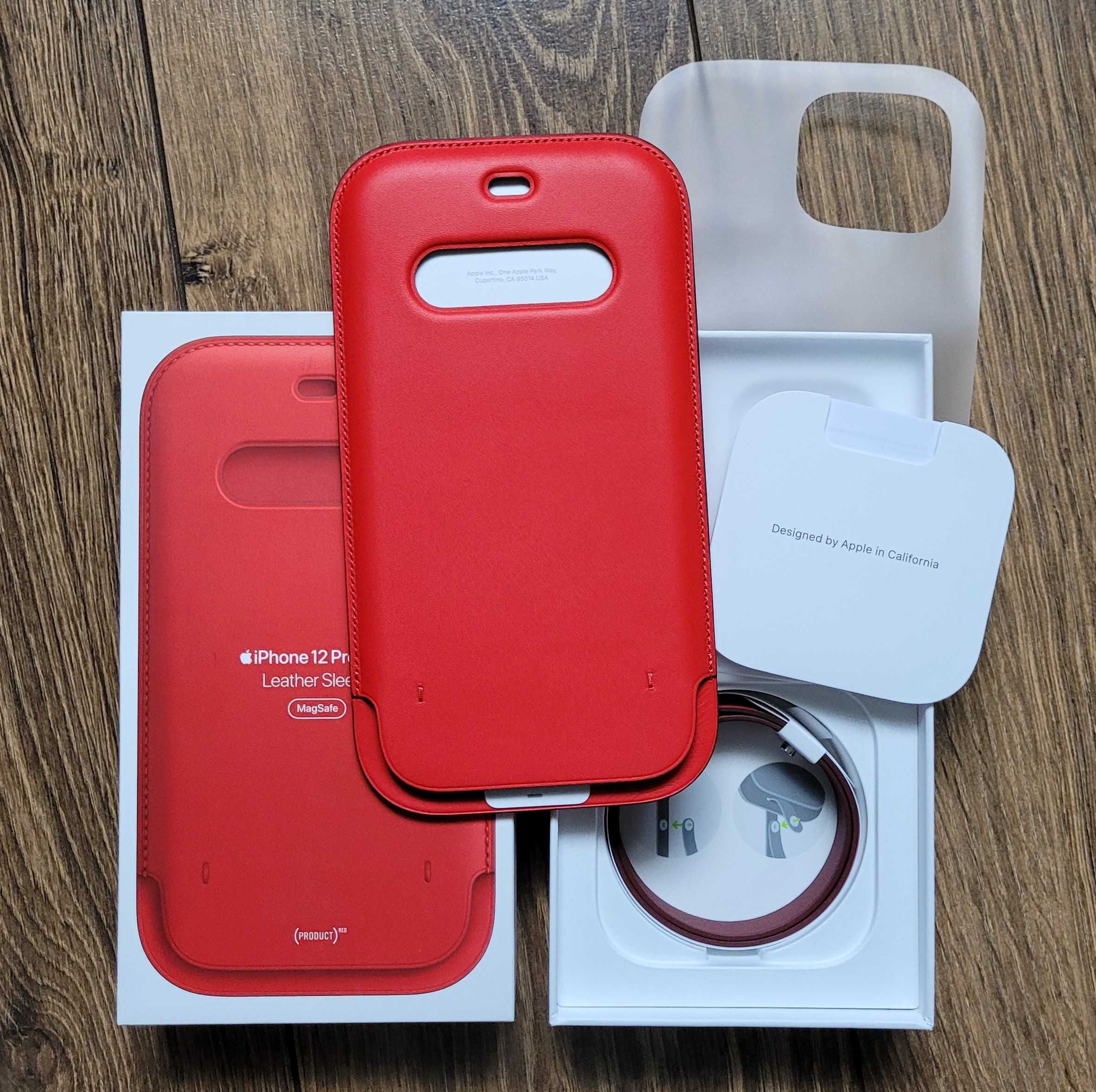 Etui Apple Leather Sleeve iPhone 12 Pro Max MagSafe red skórzane NOWE