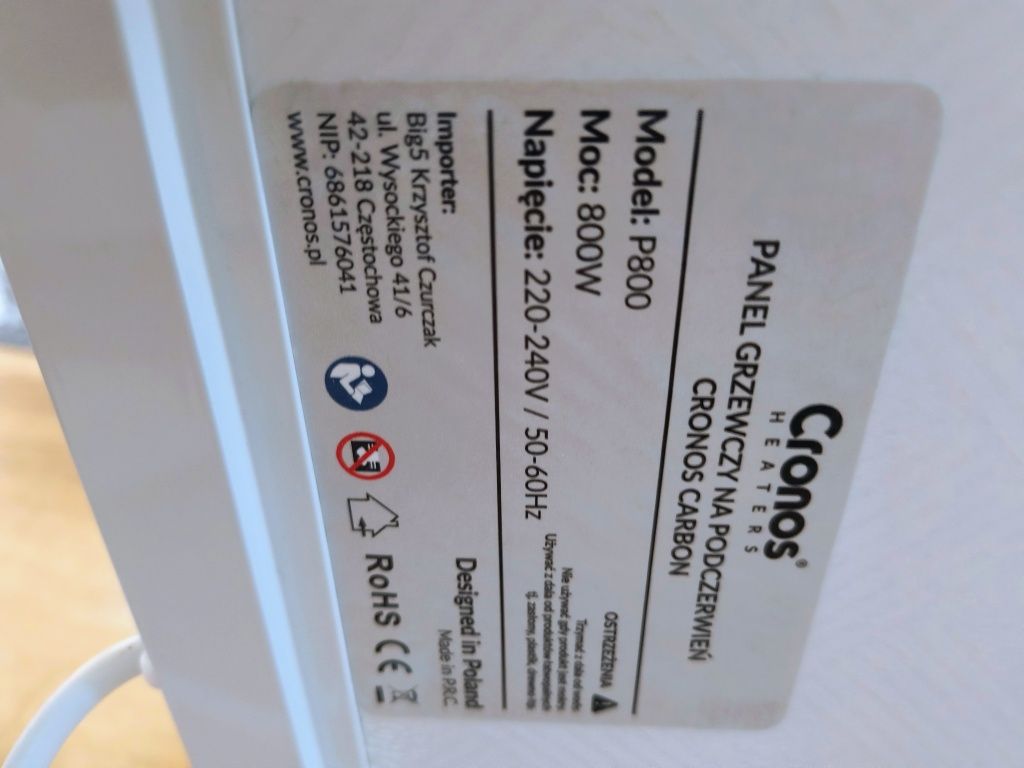 Panel grzewczy na podczerwień 800W