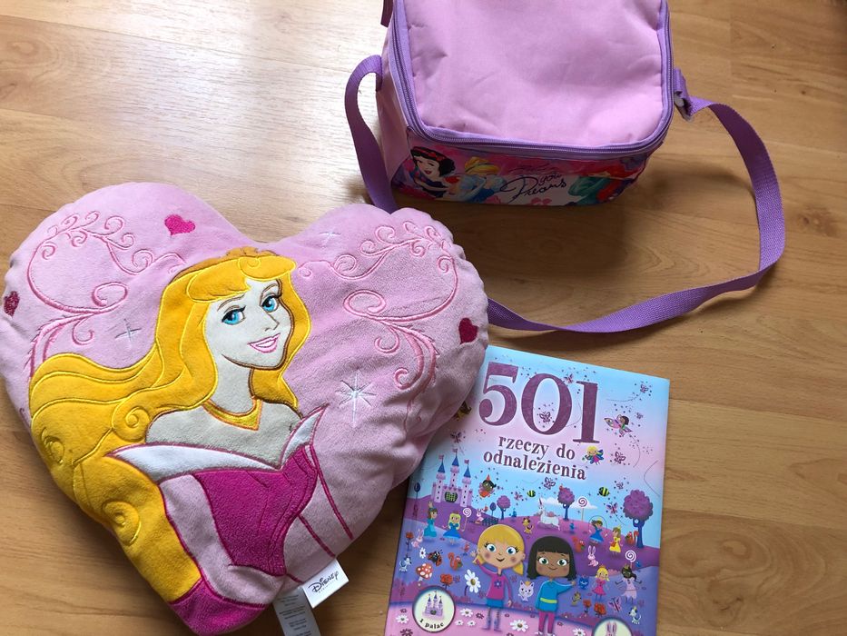 Zestaw Księżniczki Disney torebka na lunch, poduszka, książka
